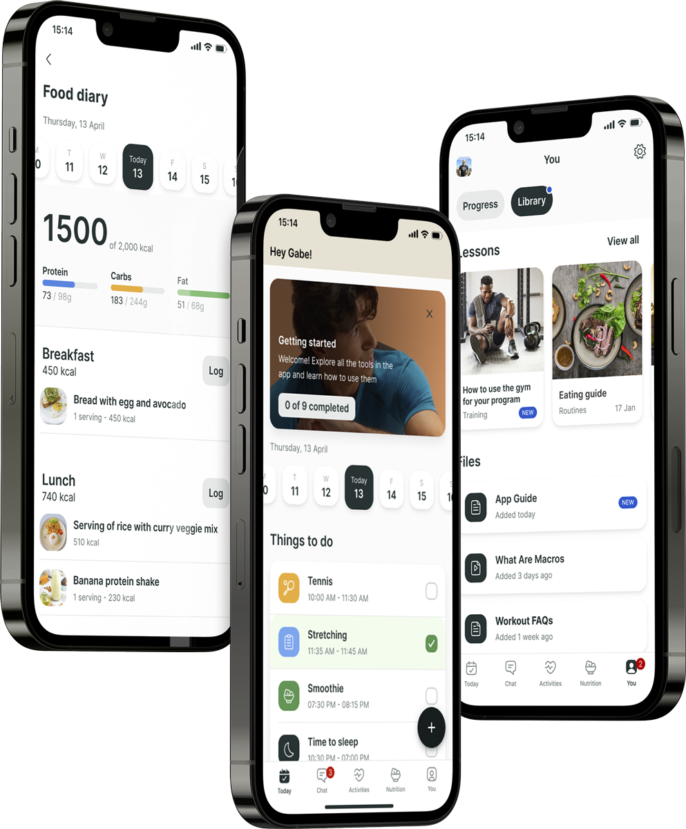 A mockup of the coaching app showcasing the features.